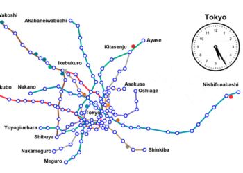 Trenes del metro de Tokio en hora pico